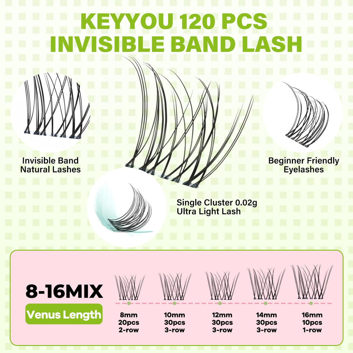 Emballage des clusters de cils KEYYOU C Curl