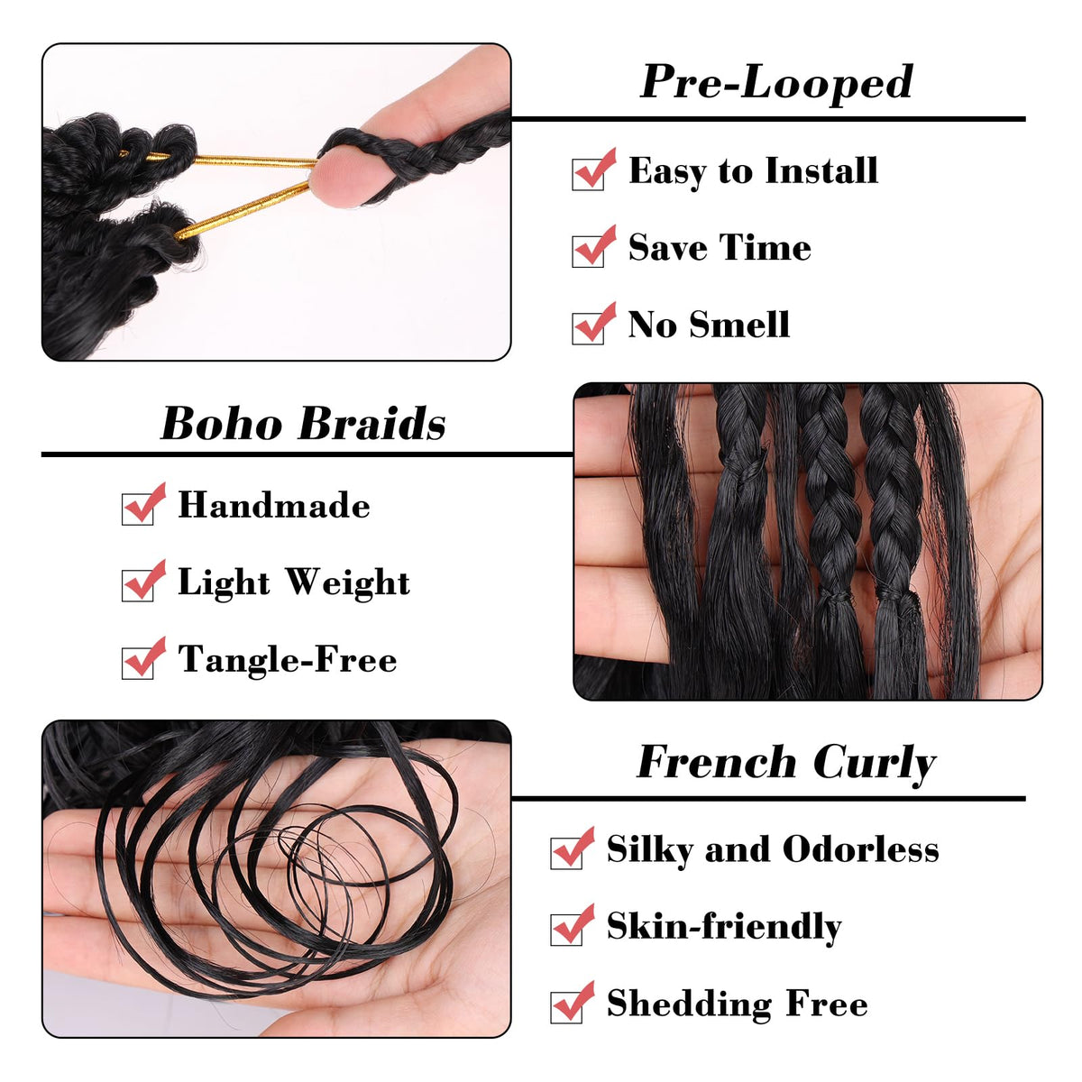 Emballage des extensions bouclées Leeven, 8 packs
