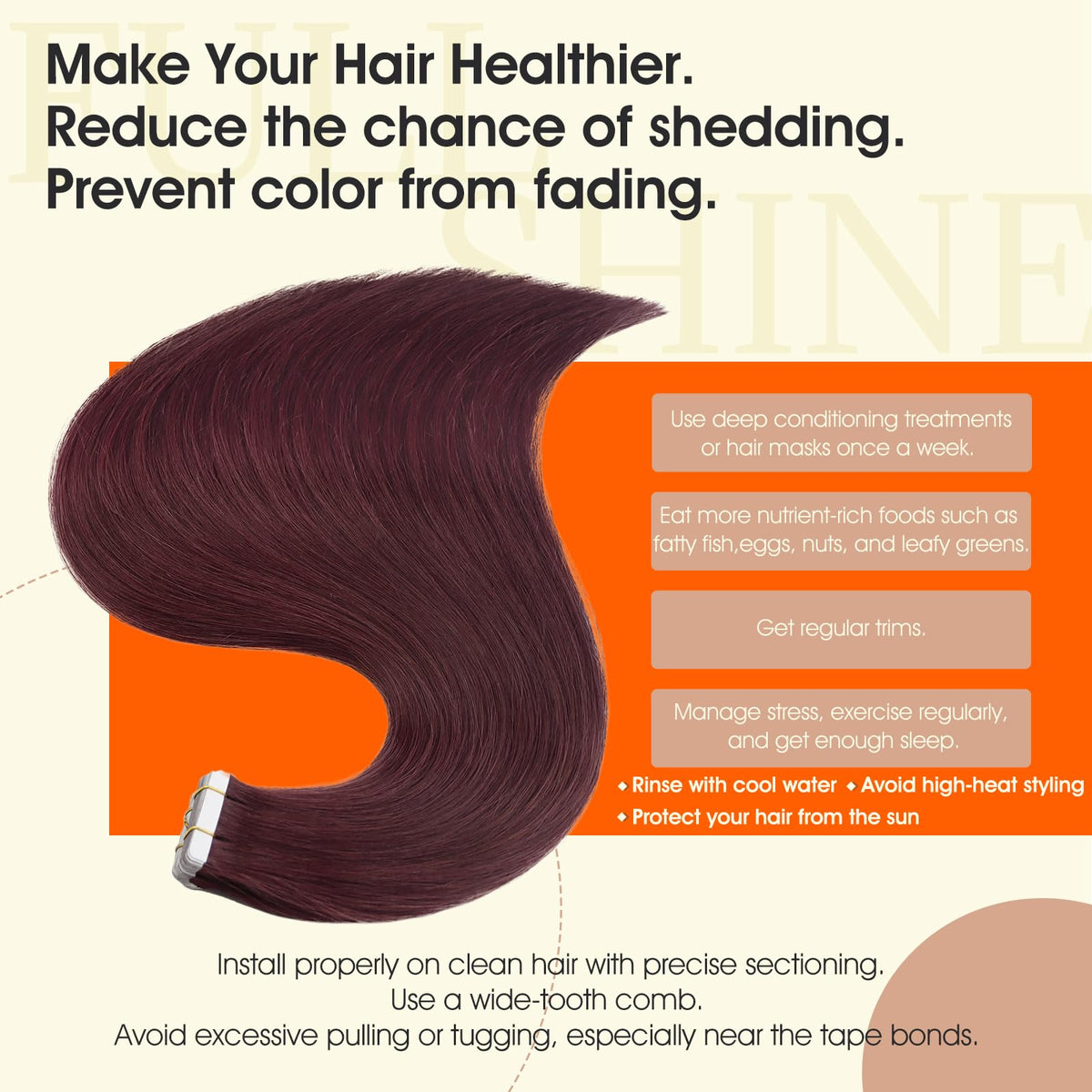 Emballage des extensions capillaires tape in Full Shine