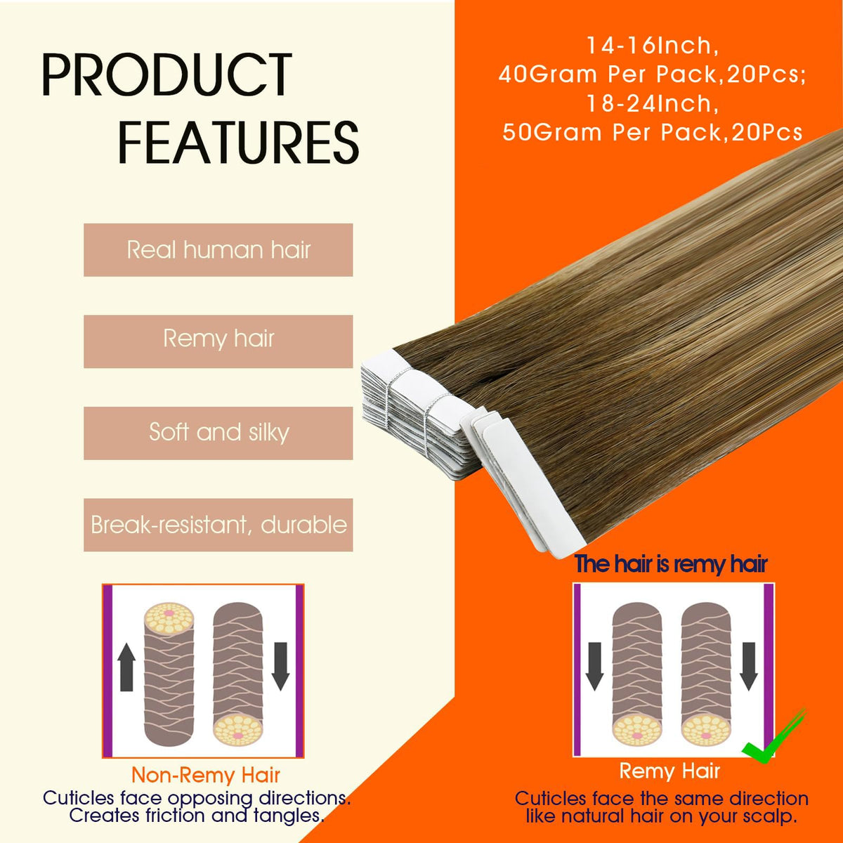Emballage des extensions cheveux Tape In de Full Shine