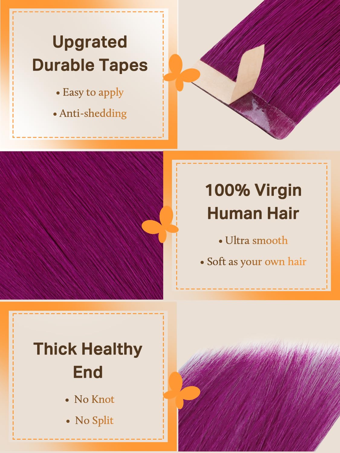 Emballage des extensions de cheveux DOORES, dimension 13,3 x 11 x 1,4 cm
