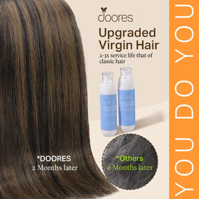 Emballage des extensions de cheveux DOORES, dimensions 18,2 × 10,2 × 3,8 cm