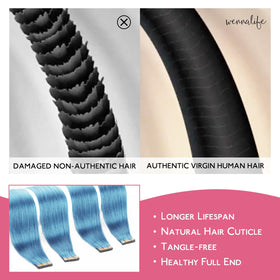 Emballage des extensions de cheveux humains Wennalife SkyBlue