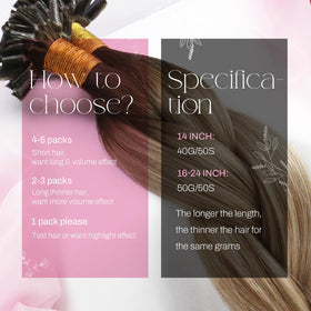 Emballage des extensions de cheveux Moresoo K Tip 16 pouces