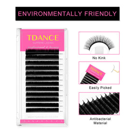 Emballage des extensions de cils TDANCE, dimensions 11,8 x 6,5 x 1,7 cm