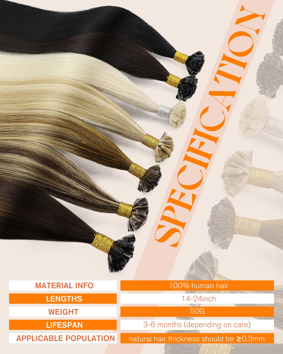 Emballage des extensions K Tip Sunny Hair