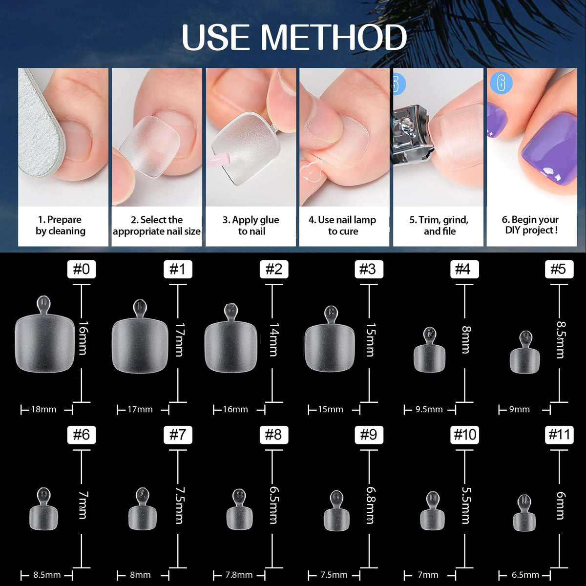 Emballage des Faux Ongles de Pied en Gel Mat UNA GELLA