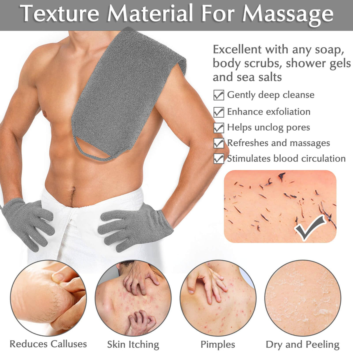Emballage des gants exfoliants Anezus
