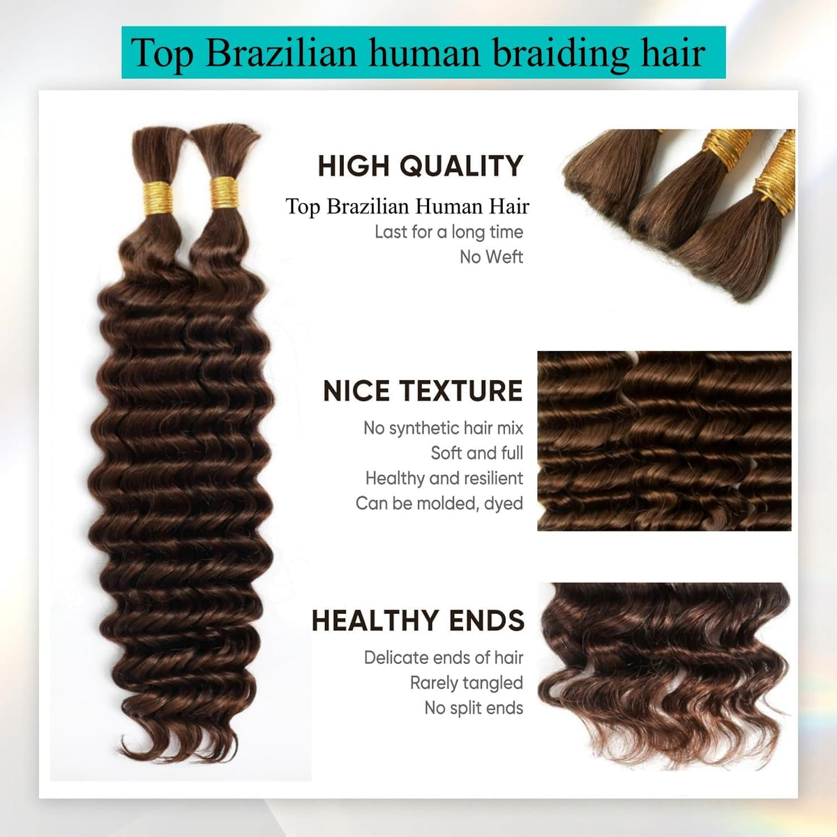 Emballage des mèches de cheveux OKVOKV pour tresses