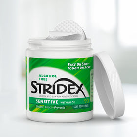 Emballage des tampons Stridex anti-acné sensibles 90 pcs