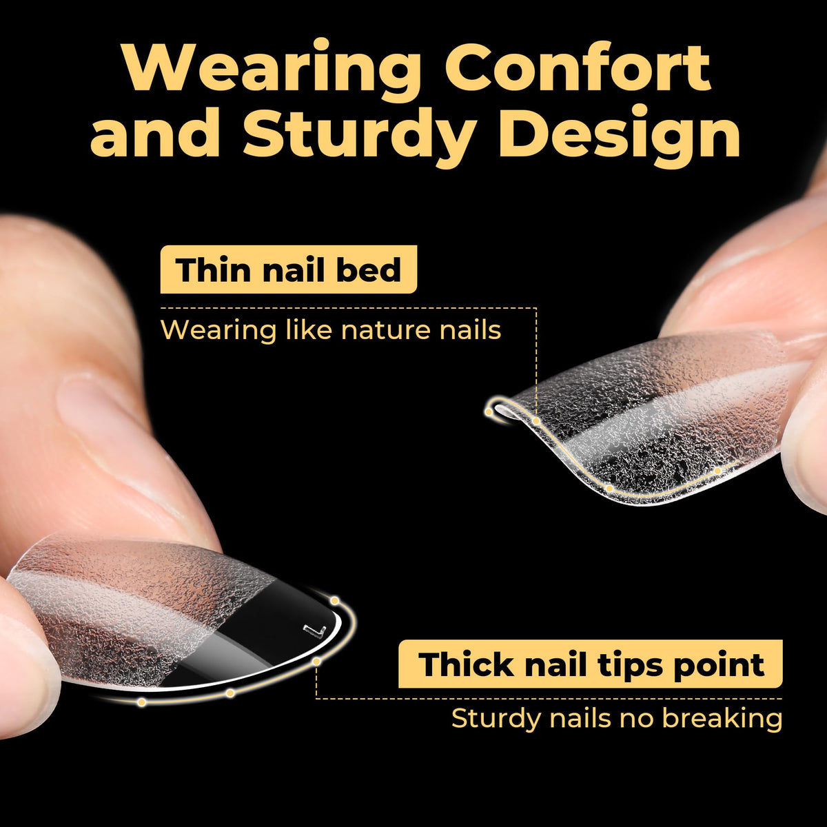 Emballage des tips ongles ovales courts UNA GELLA, vue de face