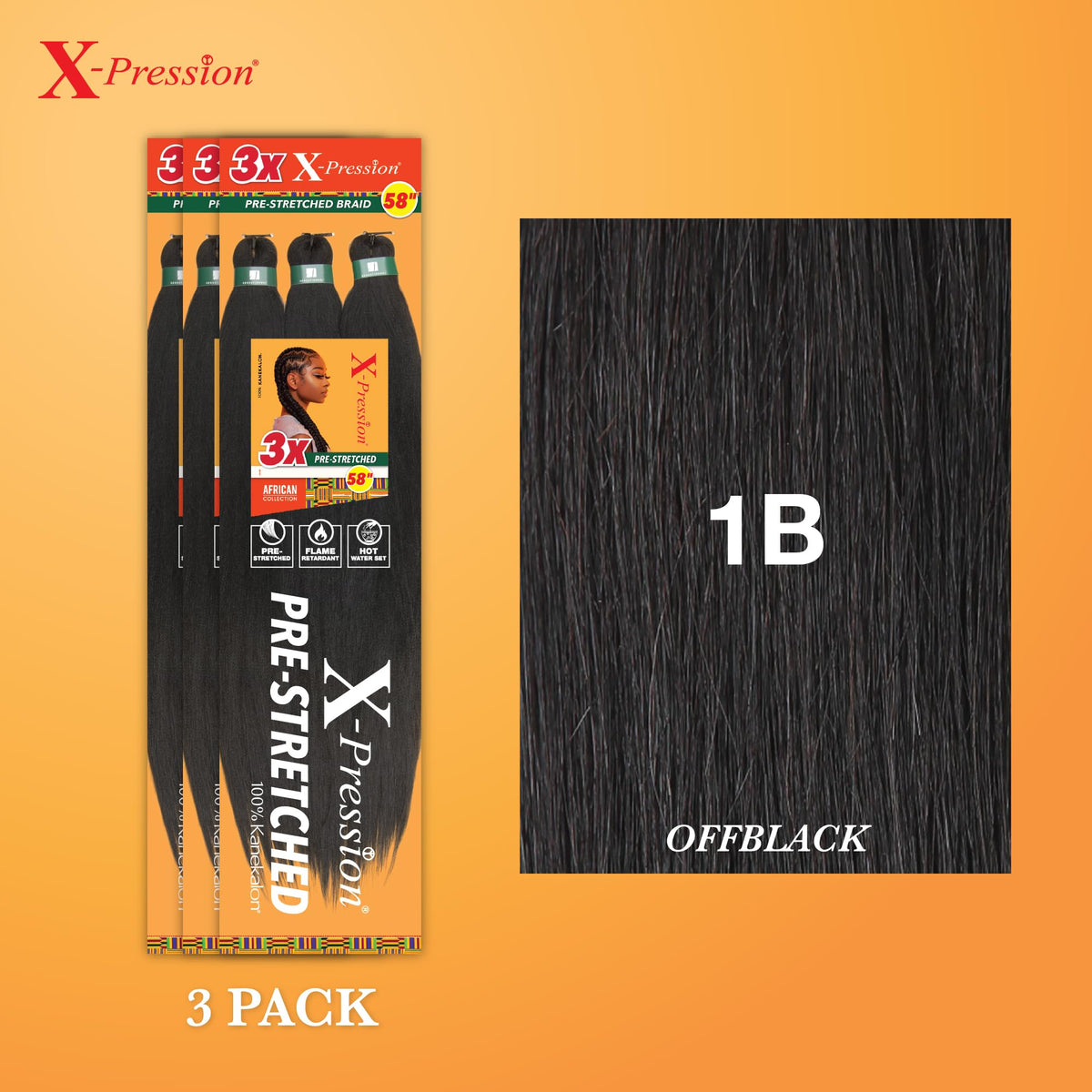 Emballage des tresses pré-étirées Sensationnel X-Pression 3pk