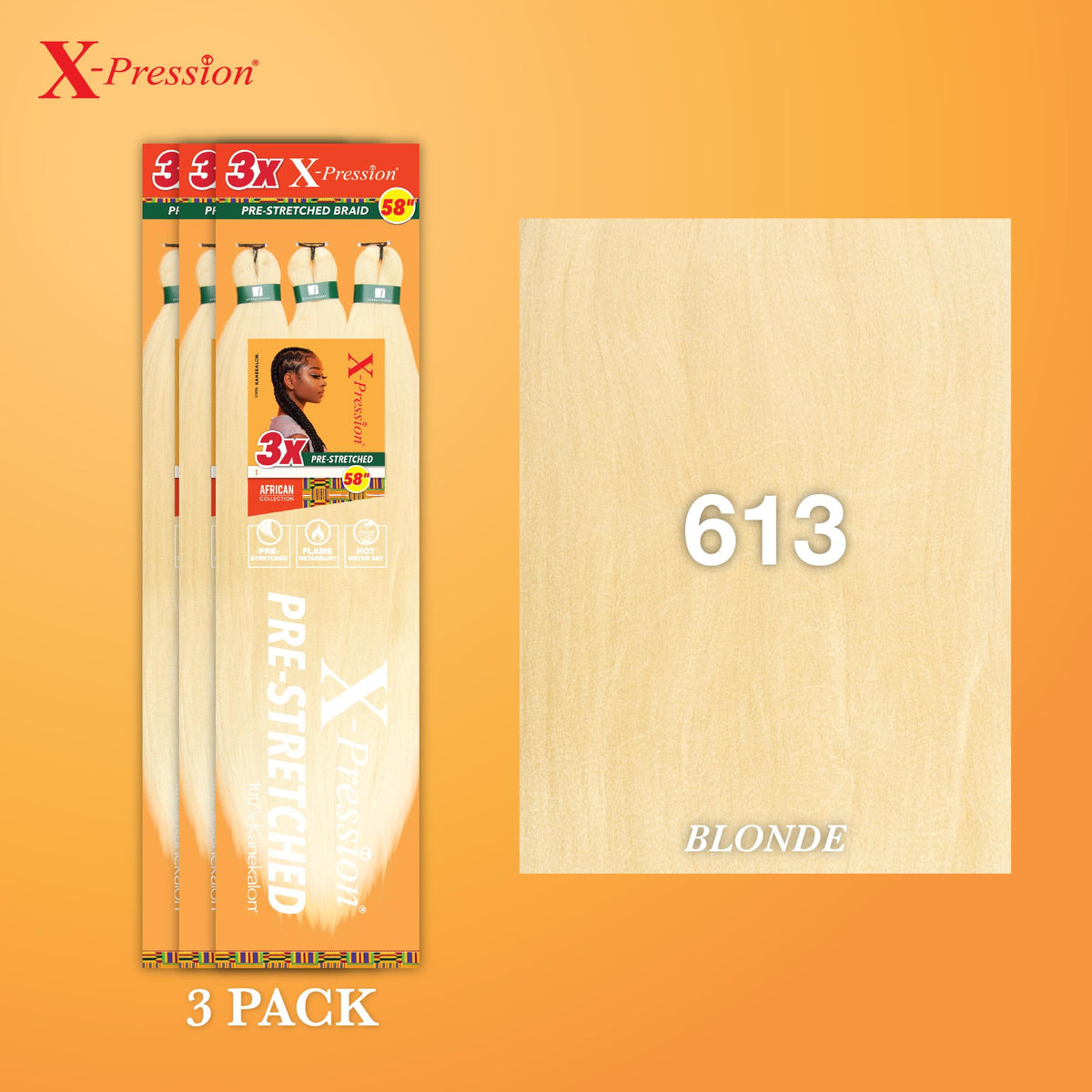 Emballage des tresses Sensationnel X-Pression 58in 613 blonde