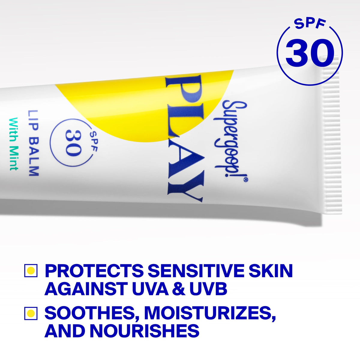 Emballage du baume à lèvres Supergoop! SPF 30