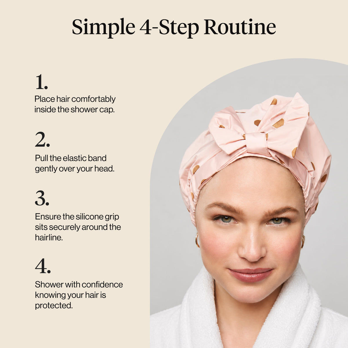 Emballage du bonnet de douche Kitsch Luxe rose à pois