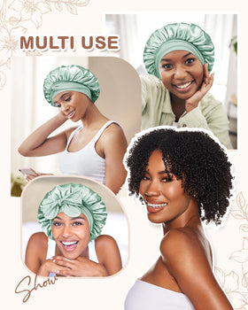Emballage du bonnet en satin BONNET QUEEN, couleur vert sauge