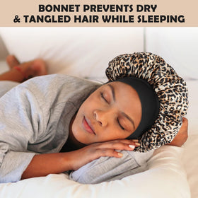 Emballage du bonnet en satin ZHENSILK noir léopard