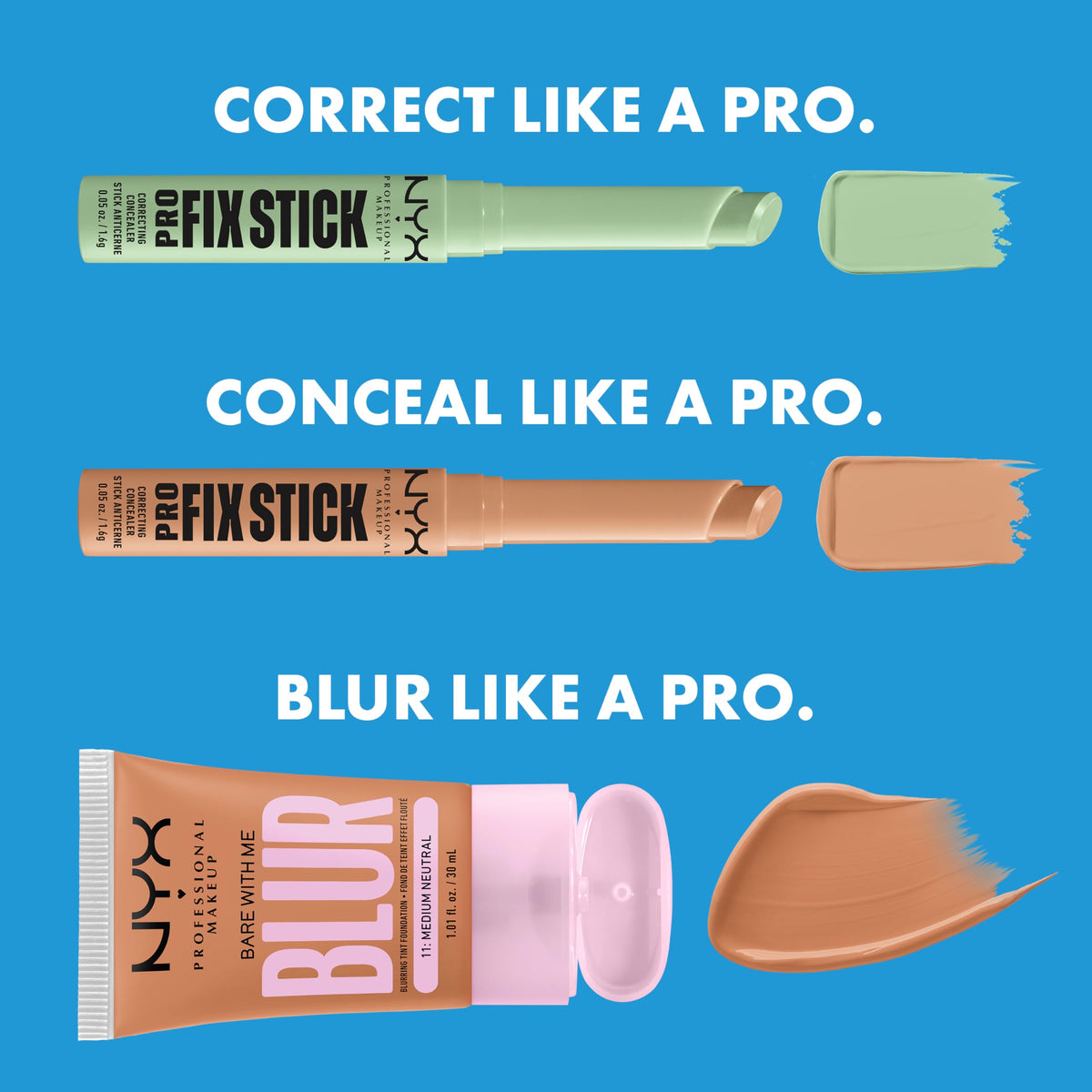 Emballage du Correcteur Crème NYX, affichant les spécifications et les ingrédients
