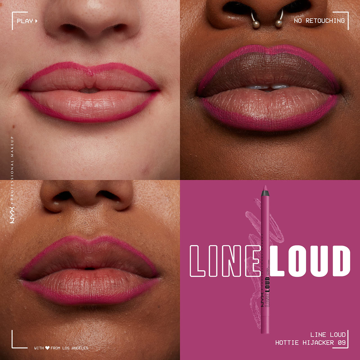 Emballage du crayon à lèvres NYX Line Loud