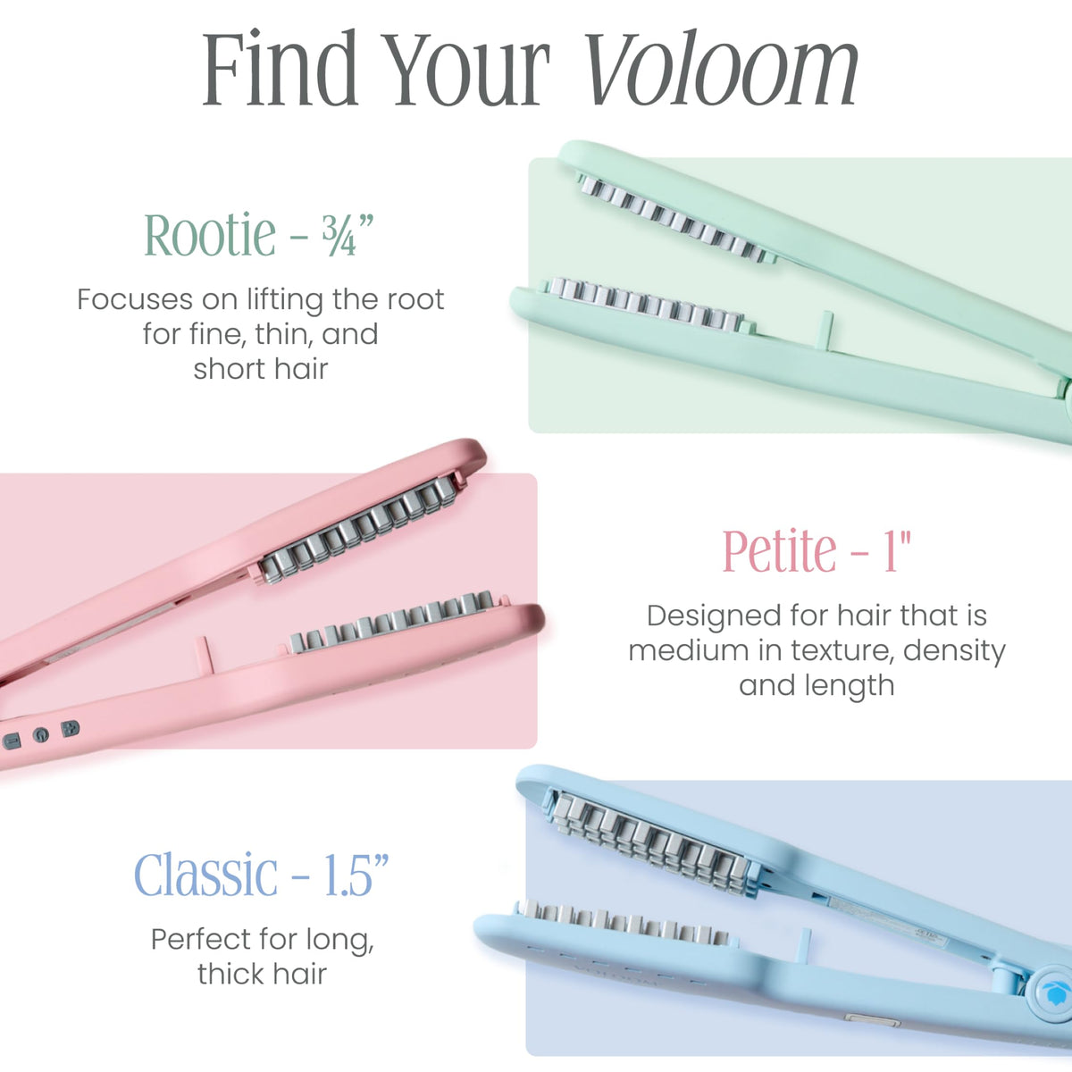 Emballage du fer à cheveux volumisant VOLOOM Petite