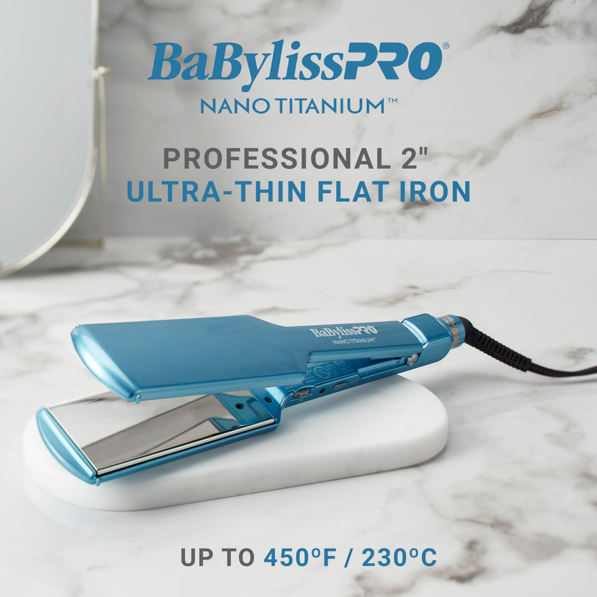 Emballage du fer à lisser BaBylissPRO 2 pouces avec spécifications
