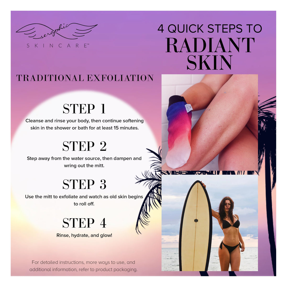 Emballage du gant exfoliant SERAPHIC SKINCARE Summer Glow