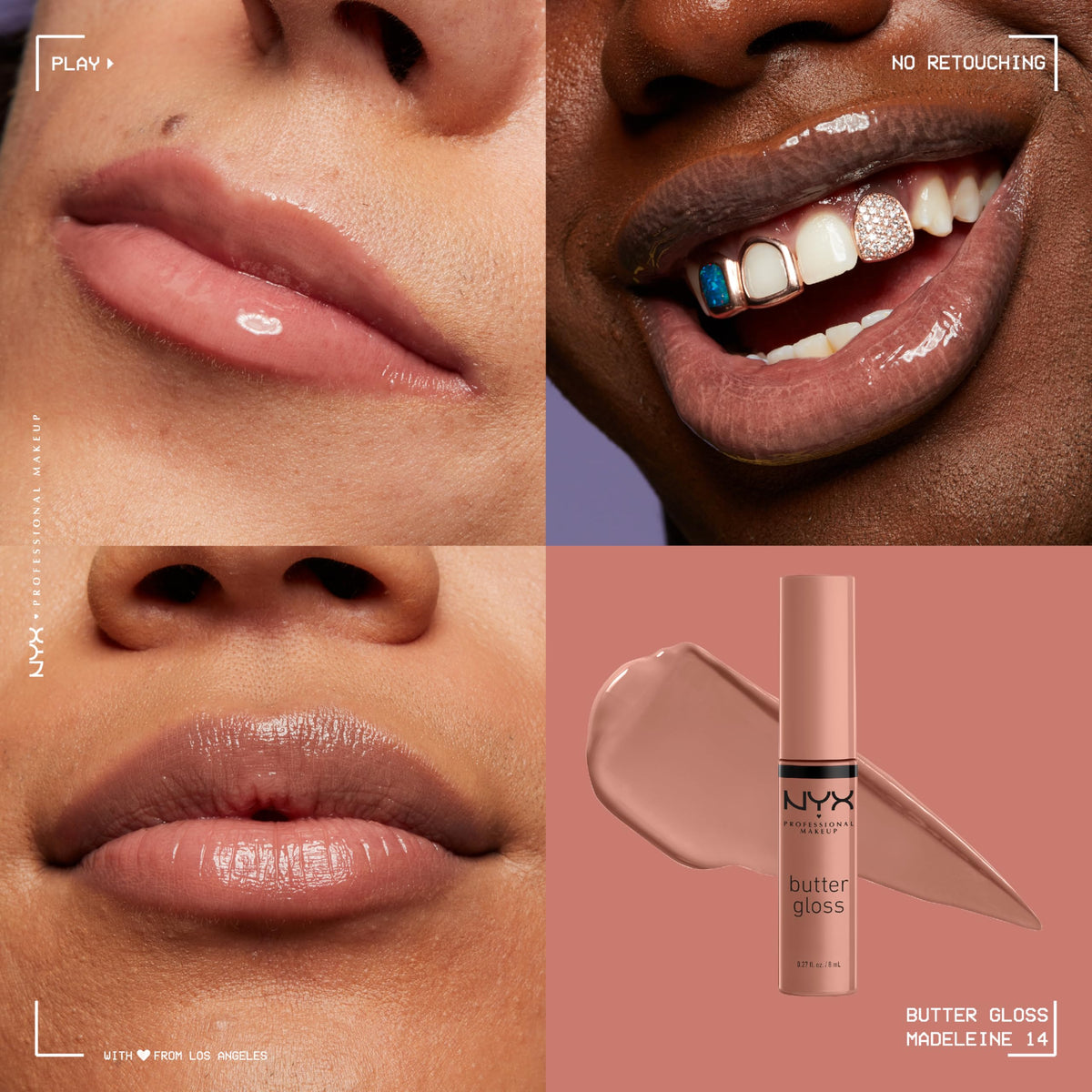 Emballage du gloss à lèvres NYX Butter Gloss Madeleine