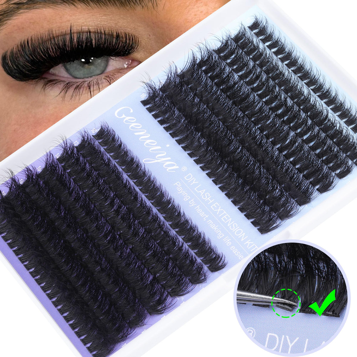 Emballage du kit d'extension de cils Geeneiya