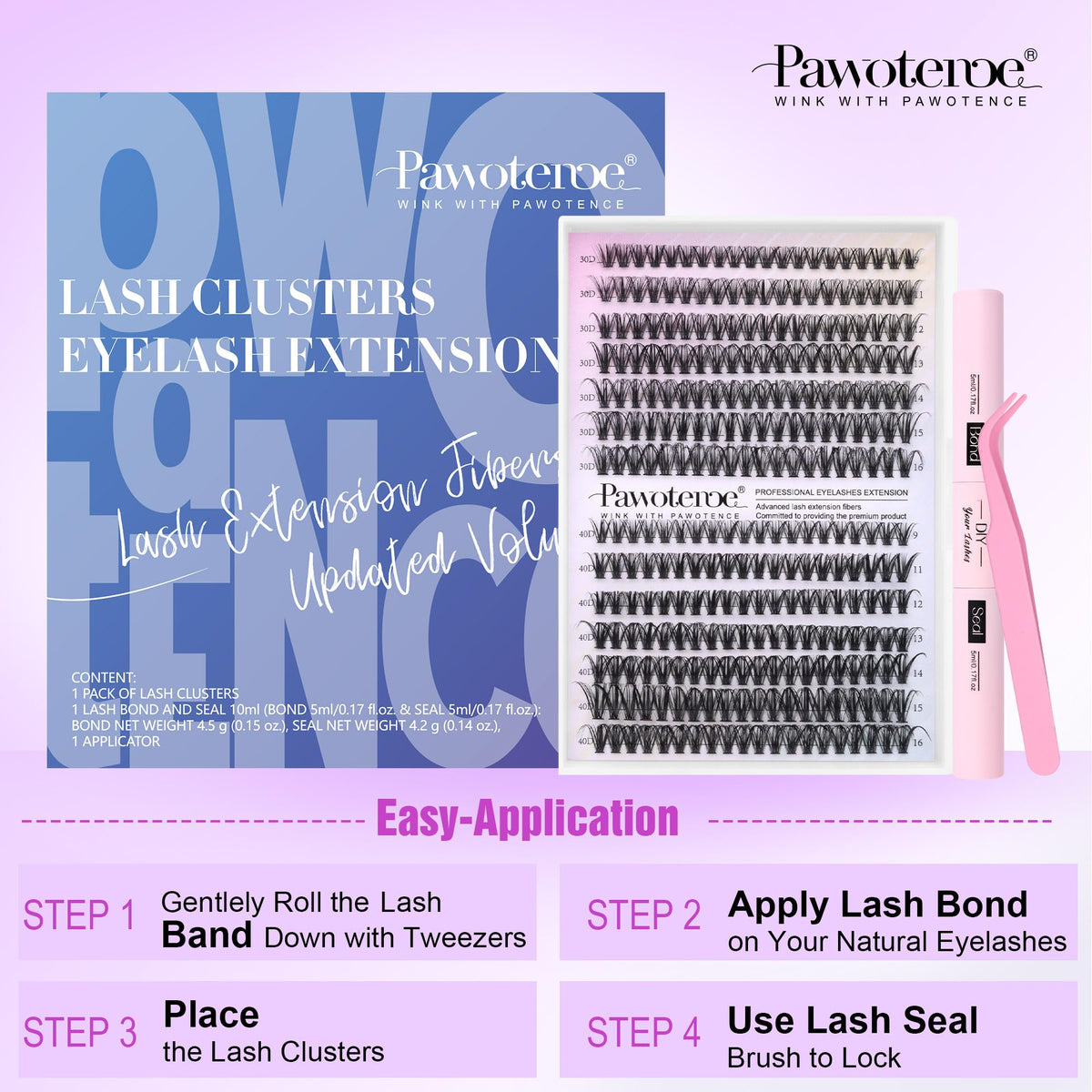Emballage du kit d'extensions de cils Pawotence