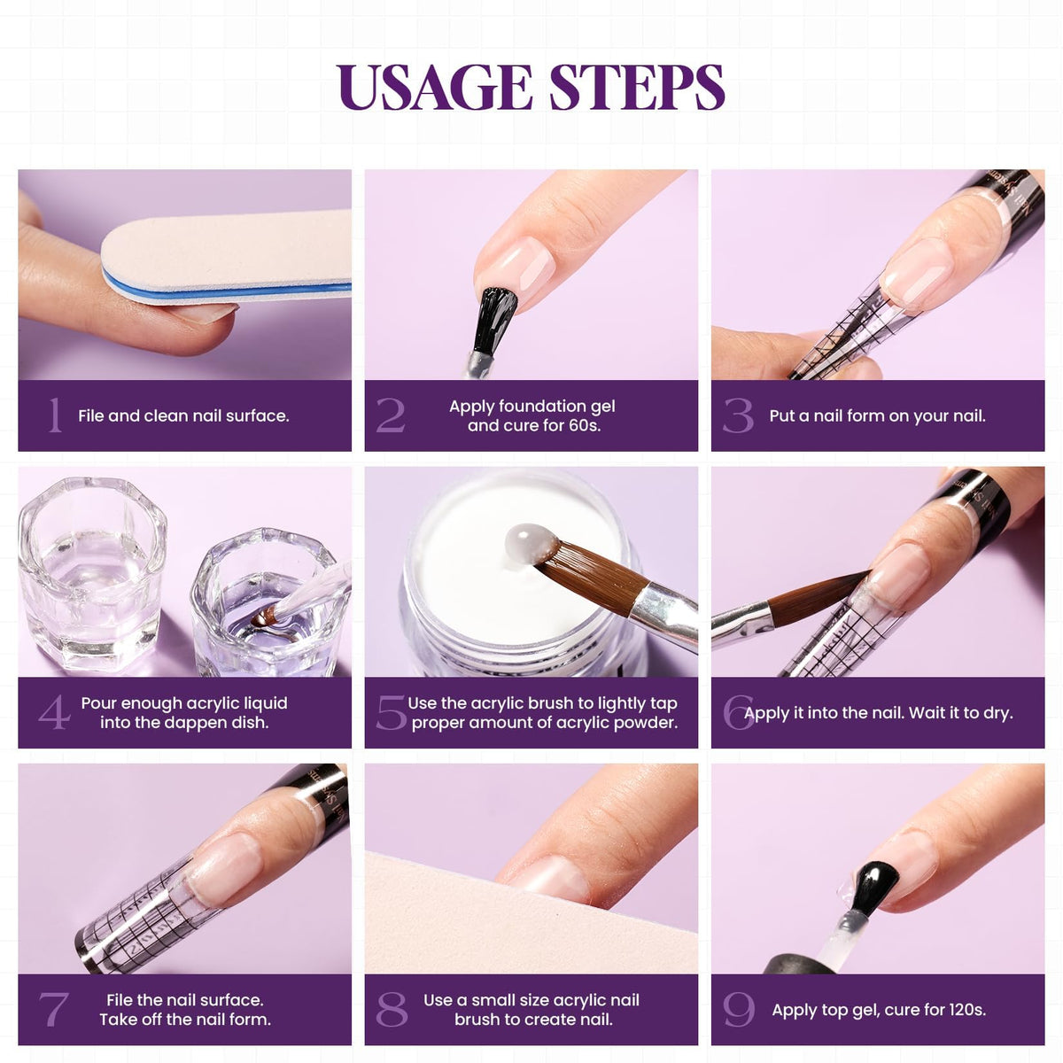 Emballage du kit d'ongles acryliques VANSISOS