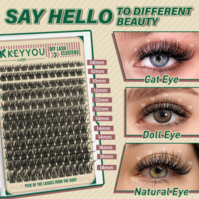 Emballage du kit de cils KEYYOU avec instructions