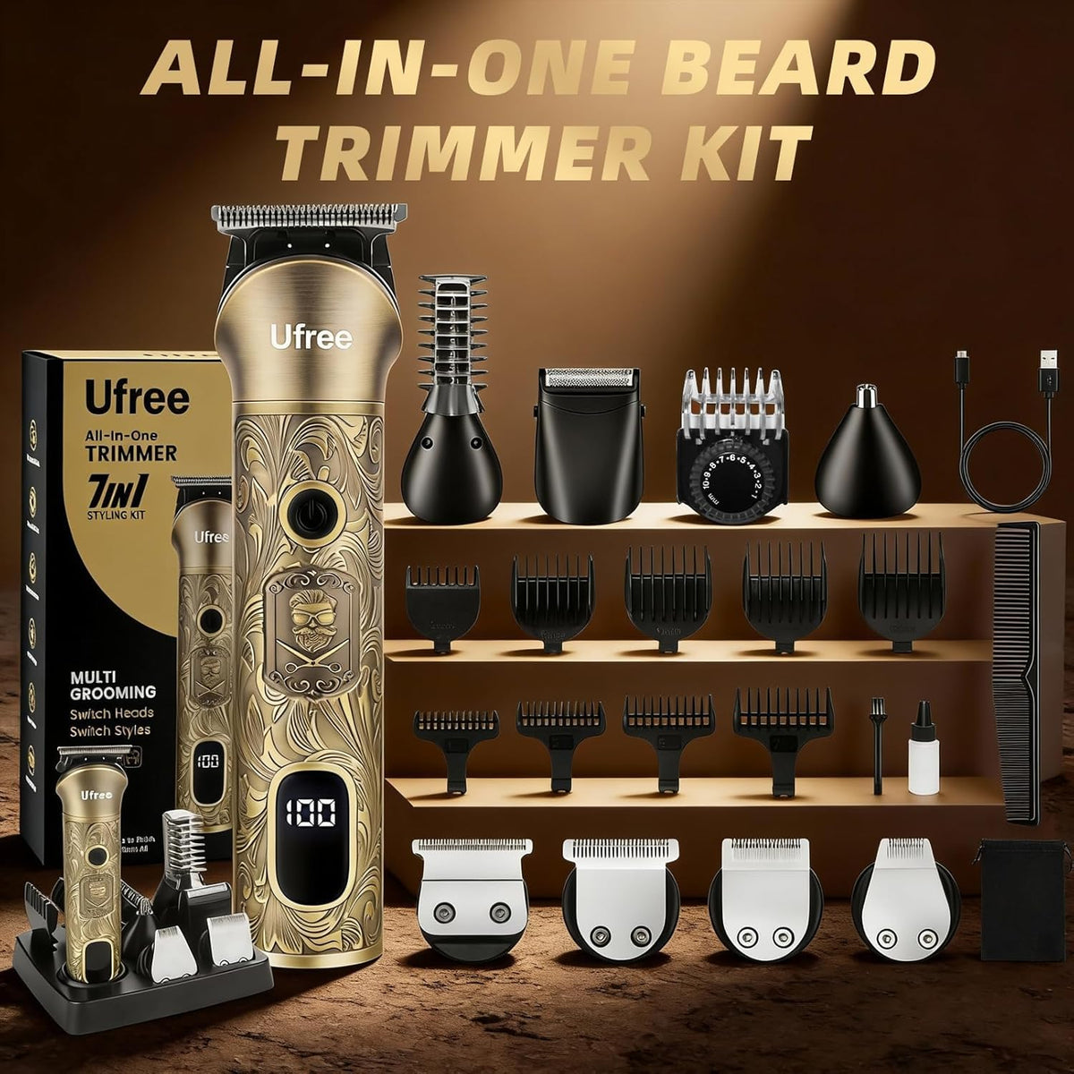 Emballage du kit de grooming Ufree sur une surface plane