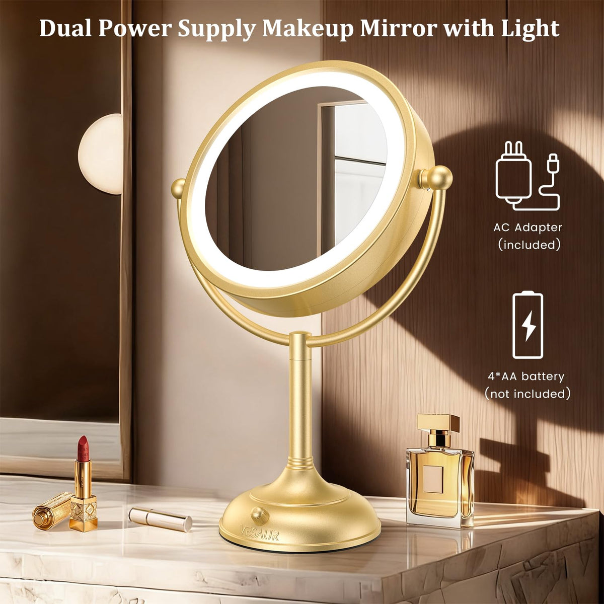 Emballage du Miroir de Maquillage Éclairé VESAUR