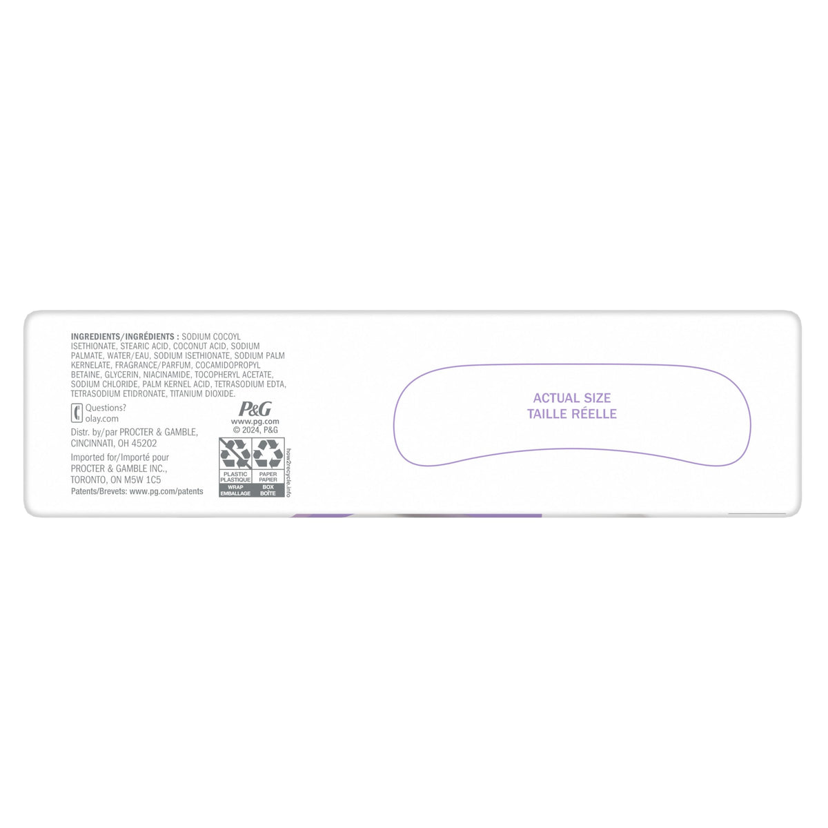 Emballage du Olay Beauty Bar 800g sur un fond neutre