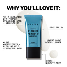 Emballage du primer Smashbox sur une surface en bois