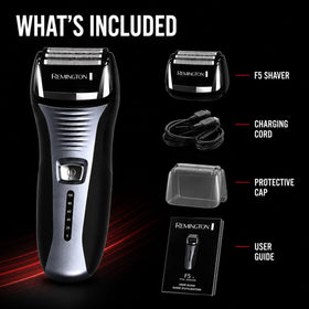 Emballage du rasoir Remington F5 avec accessoires inclus