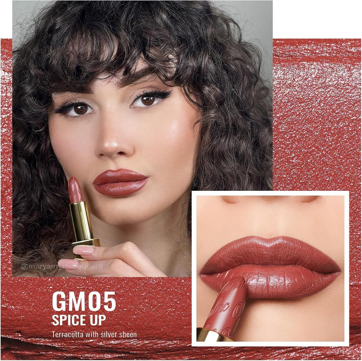 Emballage du rouge à lèvres Oulac GM05 avec tube miroir et fermeture magnétique