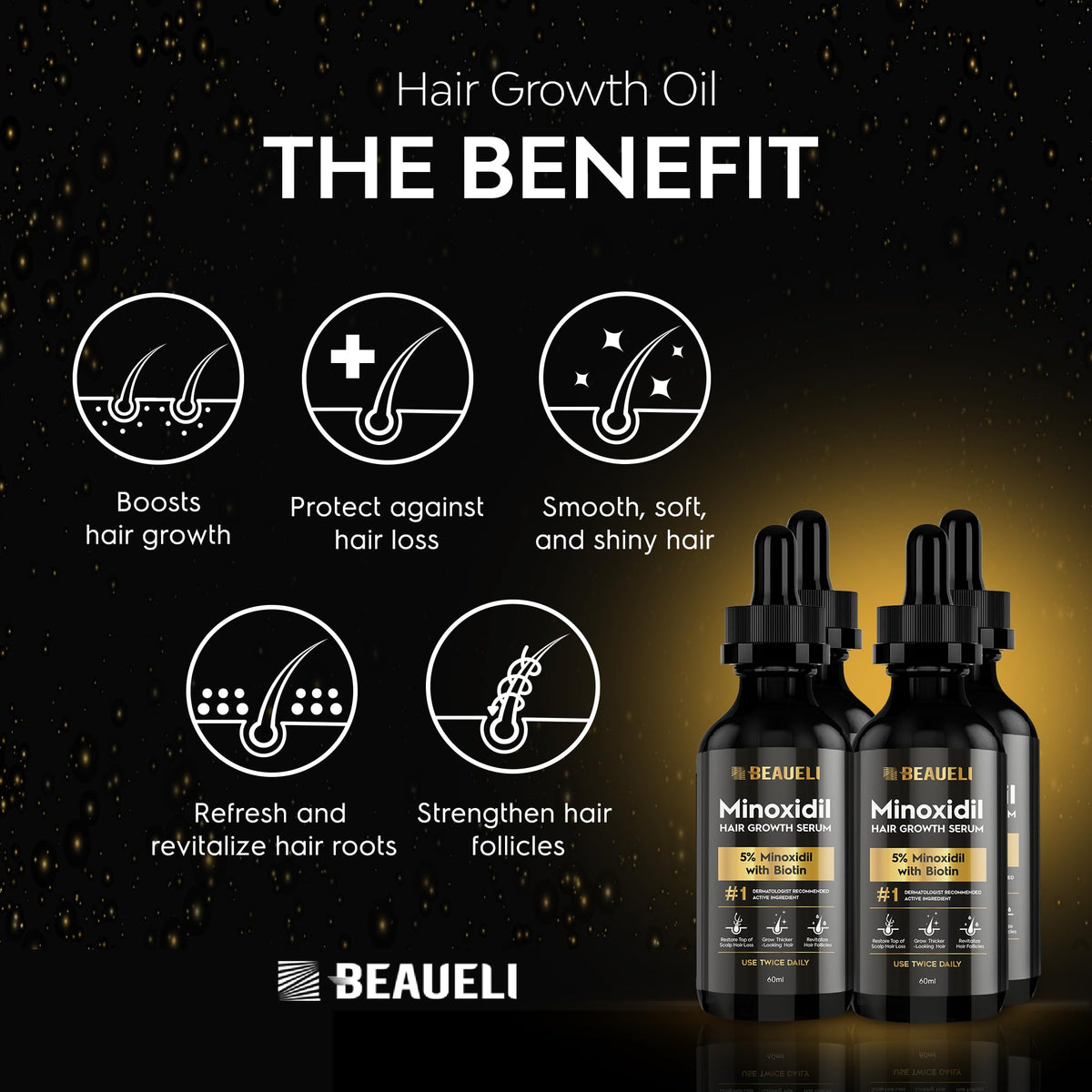 Emballage du sérum de croissance capillaire beaueli