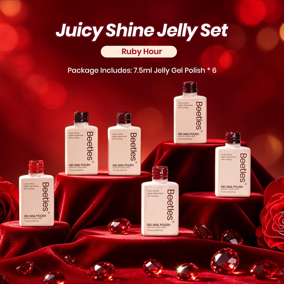 Emballage du set de vernis gel rouge beetles