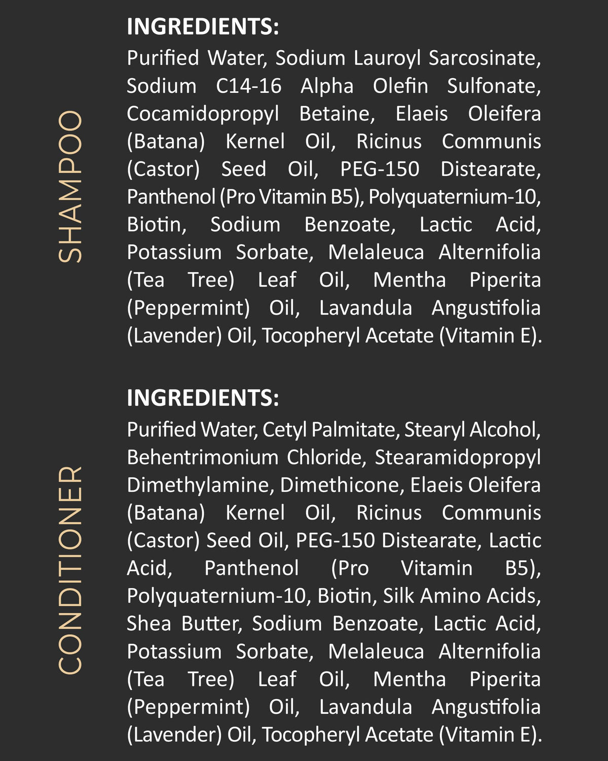 Emballage du Shampooing et Après-Shampooing à l'Huile de Batana INFINA ESSENTIALS