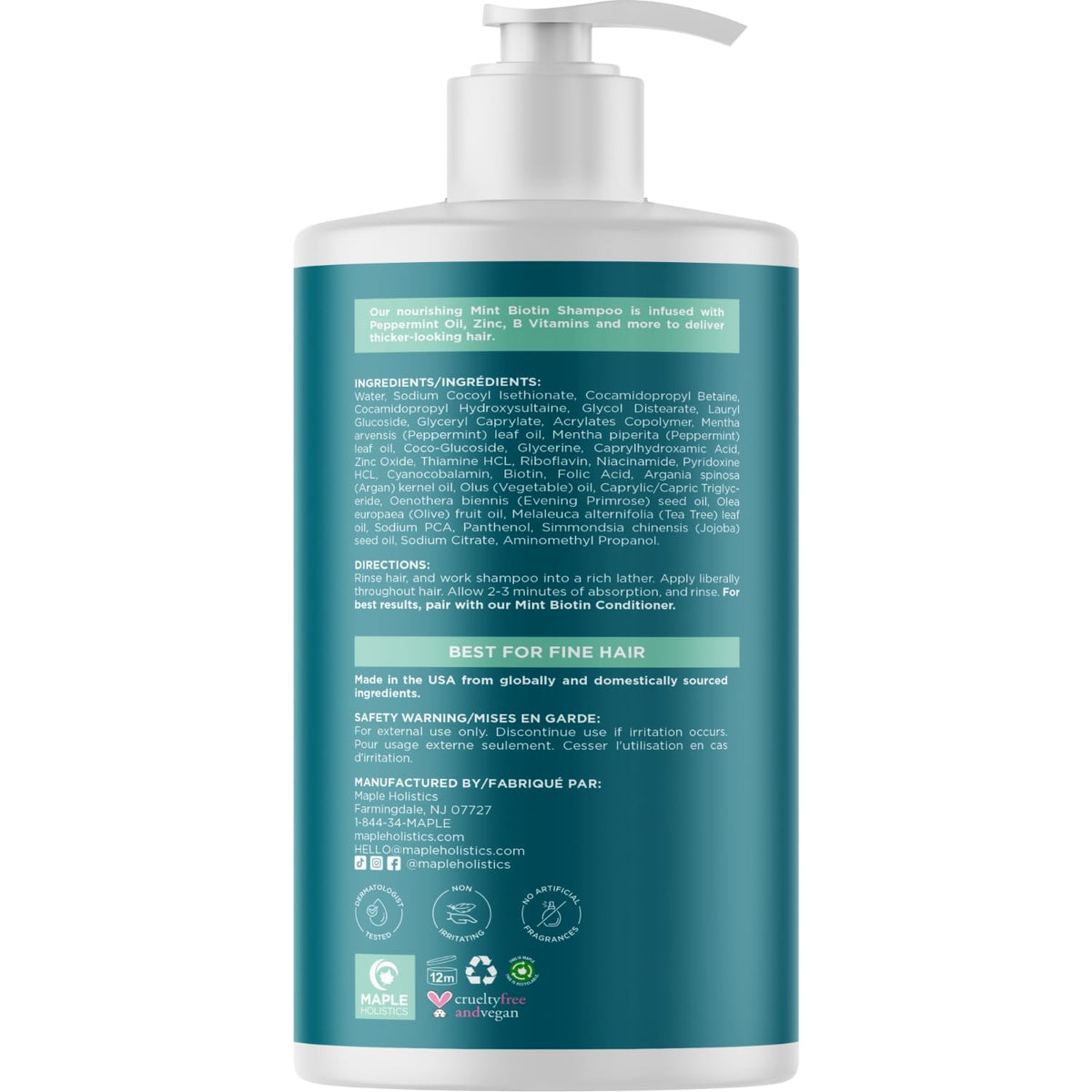 Emballage du shampooing volumisant à la biotine Maple Holistics
