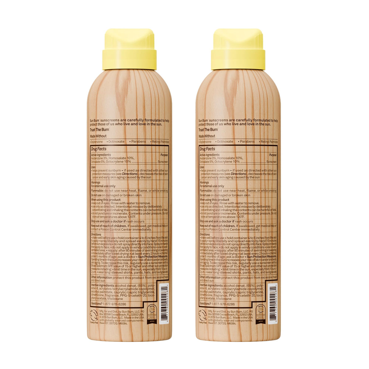 Emballage du spray solaire SPF 70 Sun Bum à deux unités
