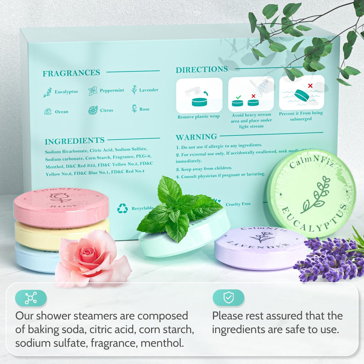 Emballage élégant des tablettes de douche CalmNFiz