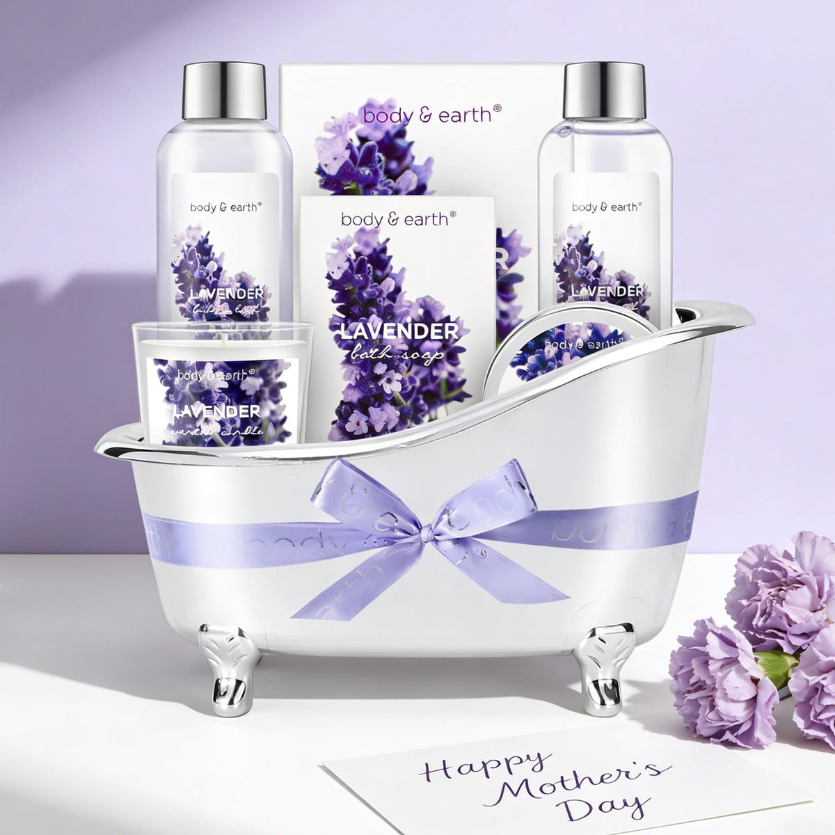 Emballage élégant du coffret spa lavande BODY & EARTH