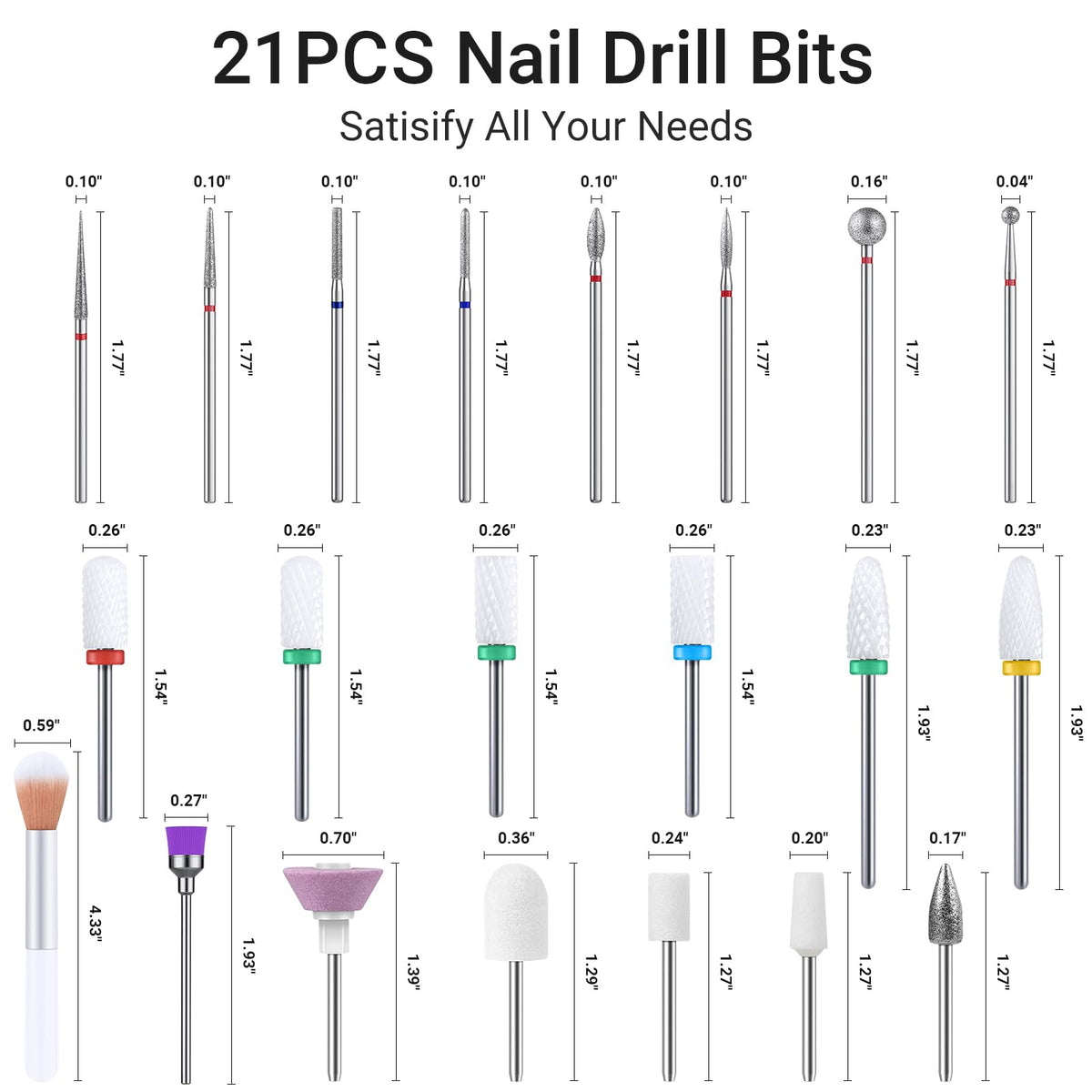 Embouts de perçage pour soins des ongles professionnels