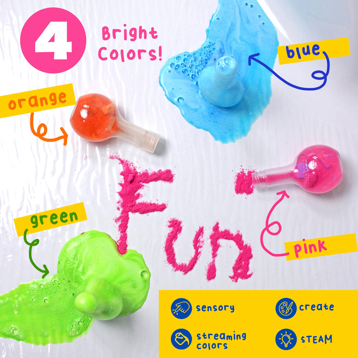 Enfants joyeux utilisant les potions de bain Mr. Bubble