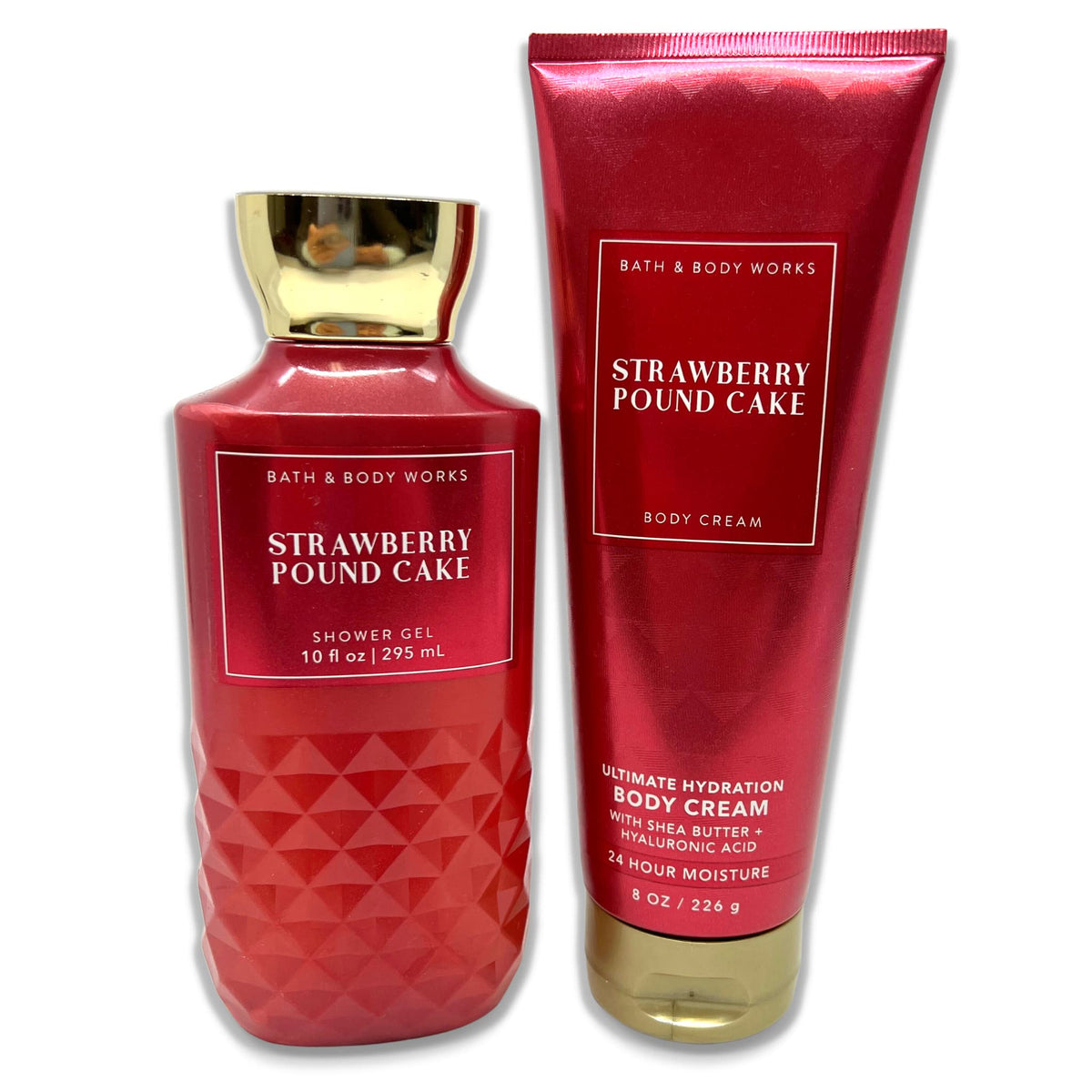 Ensemble Bath & Body Works Strawberry Pound Cake Gel Douche 295 ml et Crème Hydratante 226 g