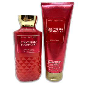 Ensemble Bath & Body Works Strawberry Pound Cake Gel Douche 295 ml et Crème Hydratante 226 g