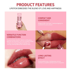 Ensemble BestLand avec crayon, rouge et gloss sur fond neutre