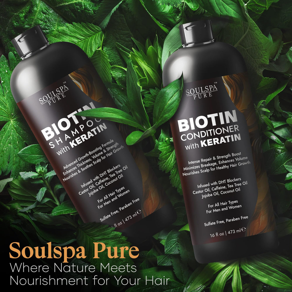 Ensemble Biotine SOULSPA PURE avec accessoires de soins capillaires